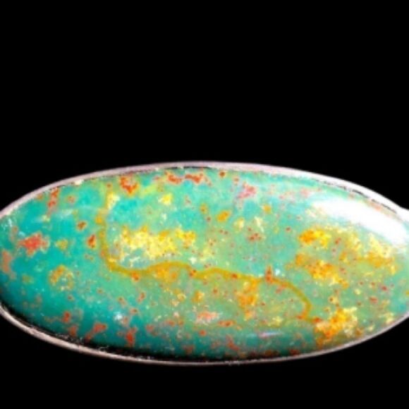 Vintage metal brooch One of a Kind Artist handmade sterling silver Stone pin - Picture 4 of 13